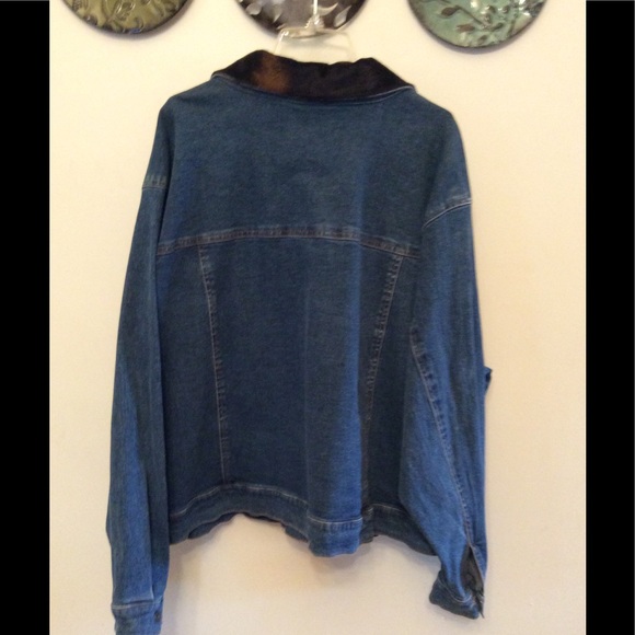 Carole Little Leopard Collar Designer Jean Jacket - Picture 3 of 7